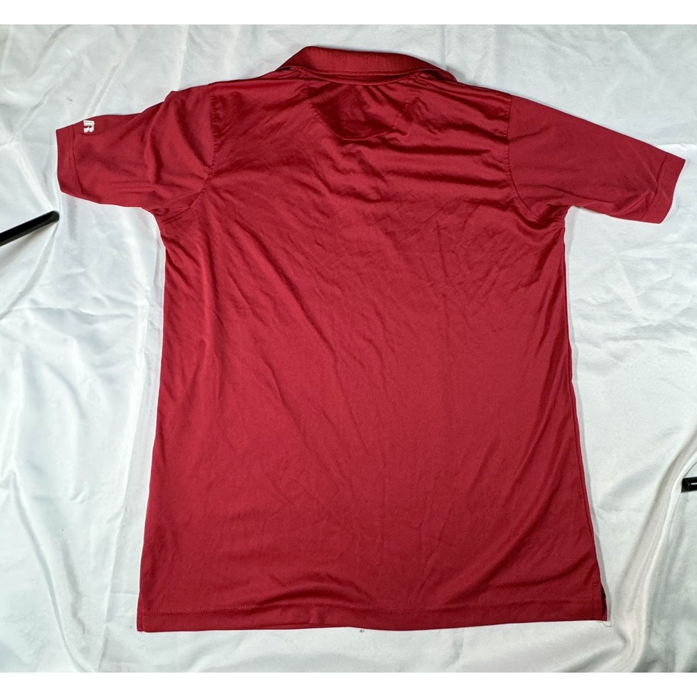 NCAA Oklahoma Sooners OU Russell Size L Red Polyester Big Logo Polo Golf‎ Shirt - Picture 9 of 9
